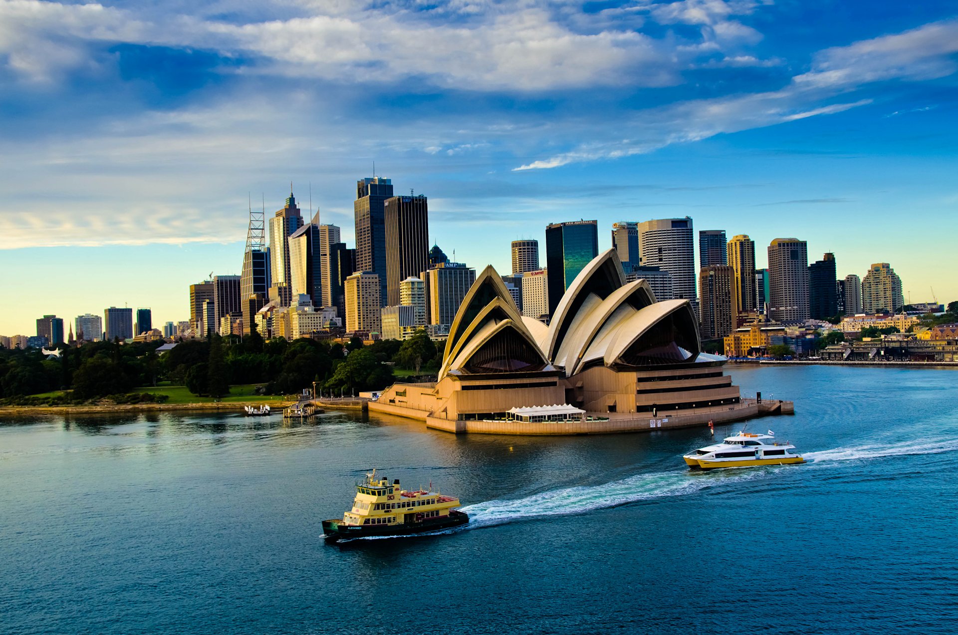 sydney australia sera teatro opera cielo nuvole mare nave