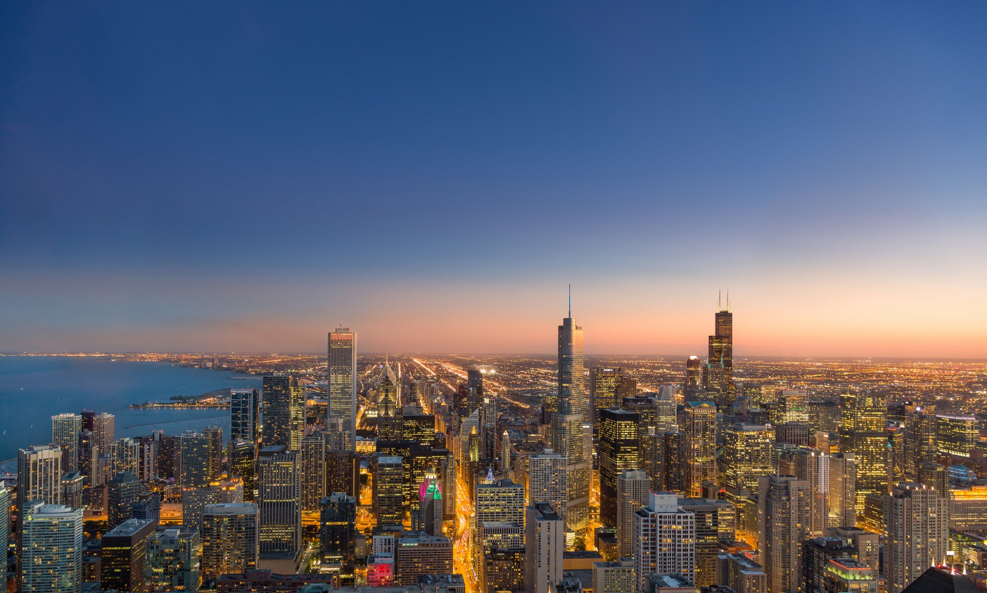 chicago noche ciudad panorama luces