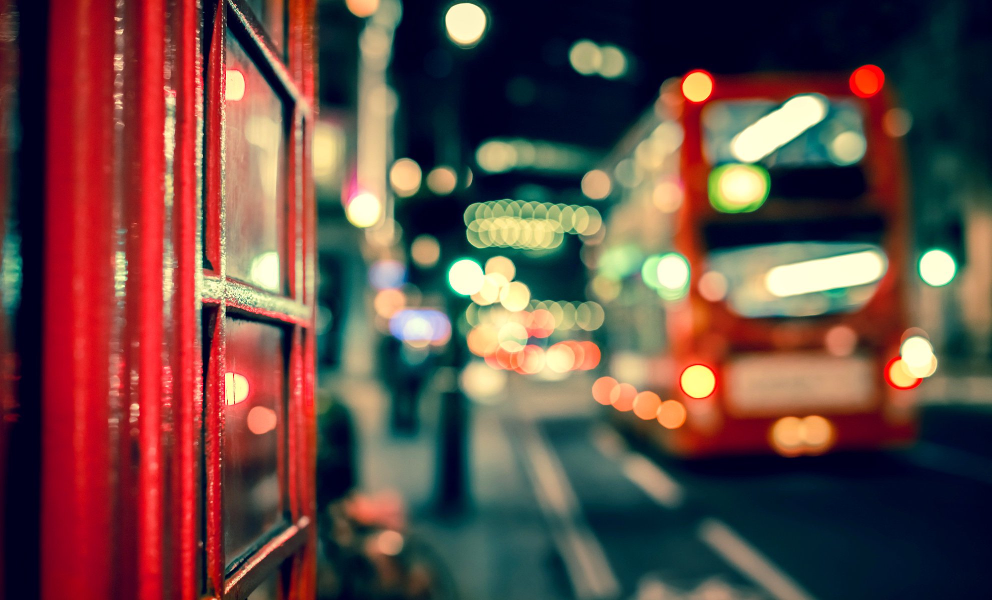 london england großbritannien stadt nacht bokeh makro bus straße lichter