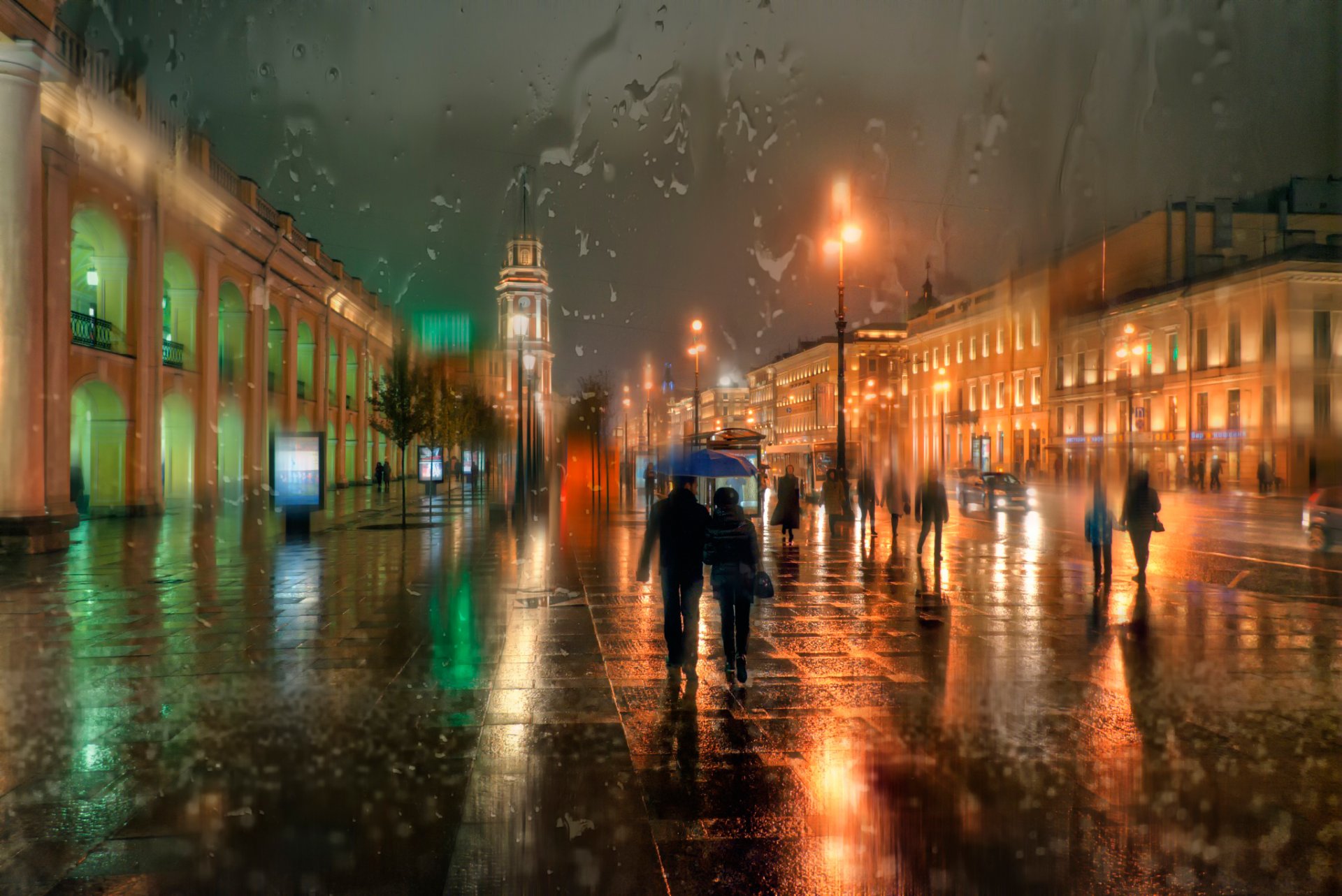 san pietroburgo prospettiva nevsky novembre autunno pioggia