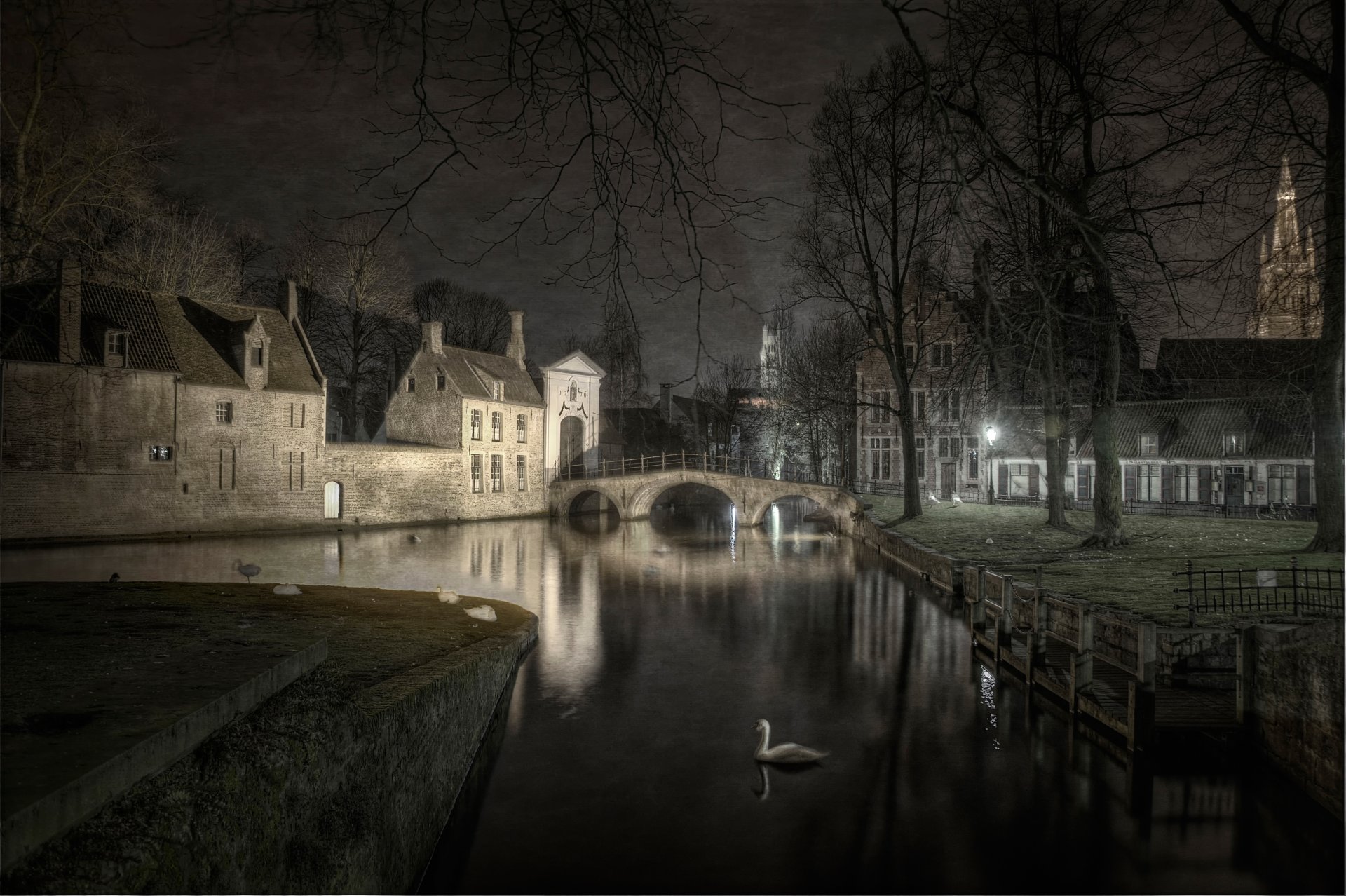 belgium love lake bruges night