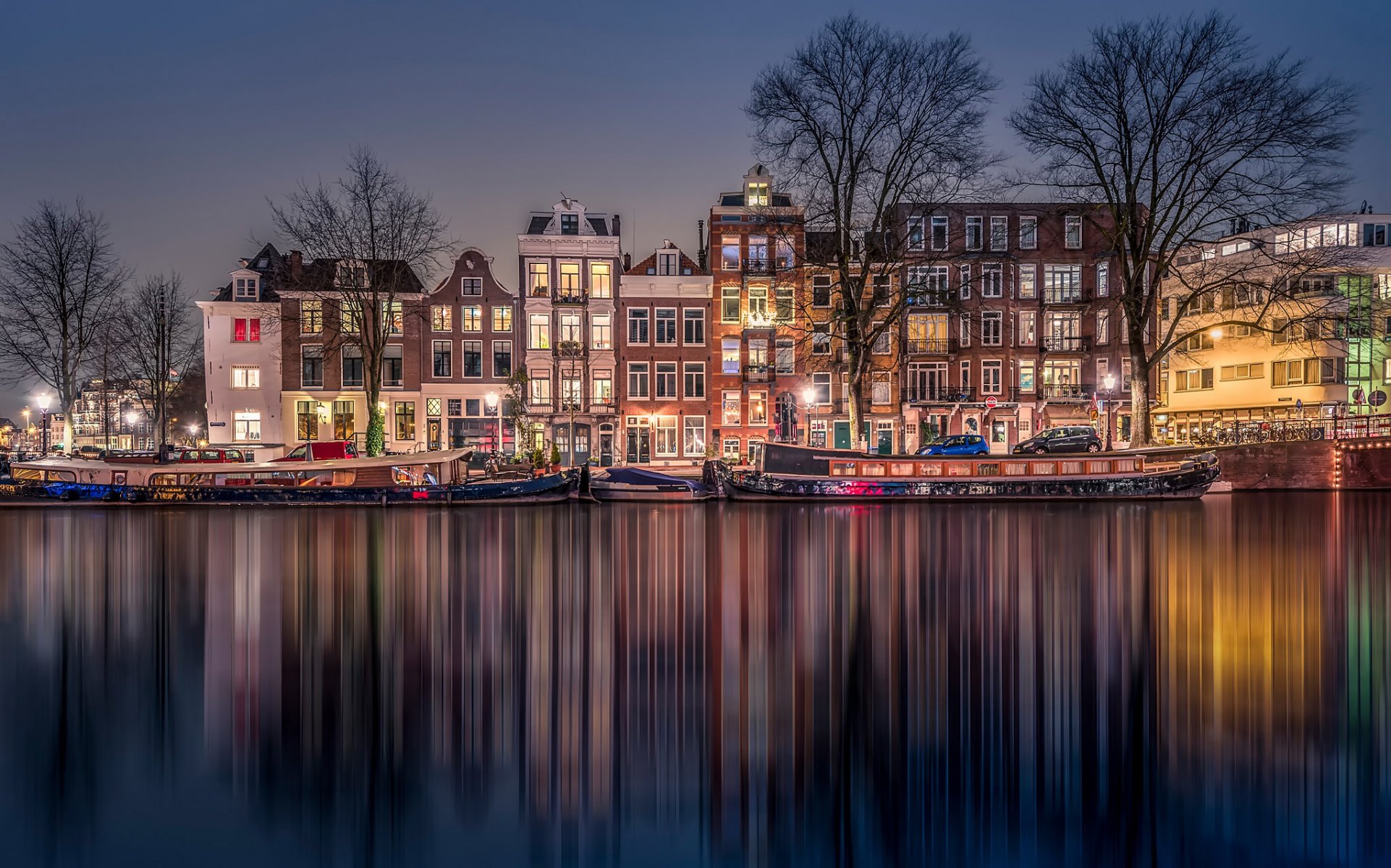 amsterdam kanał hdr noc