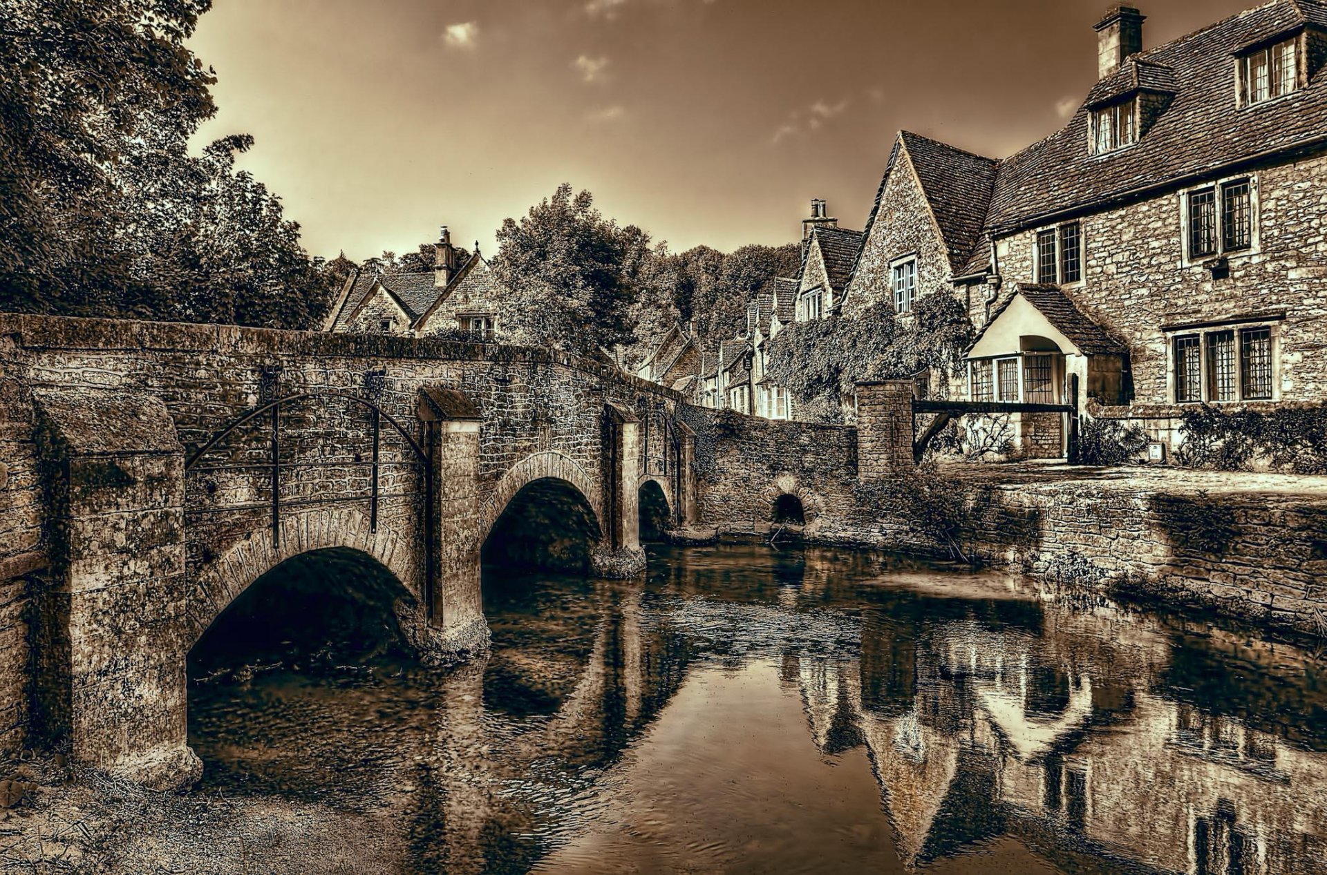 castle combe wiltshire england bridge river