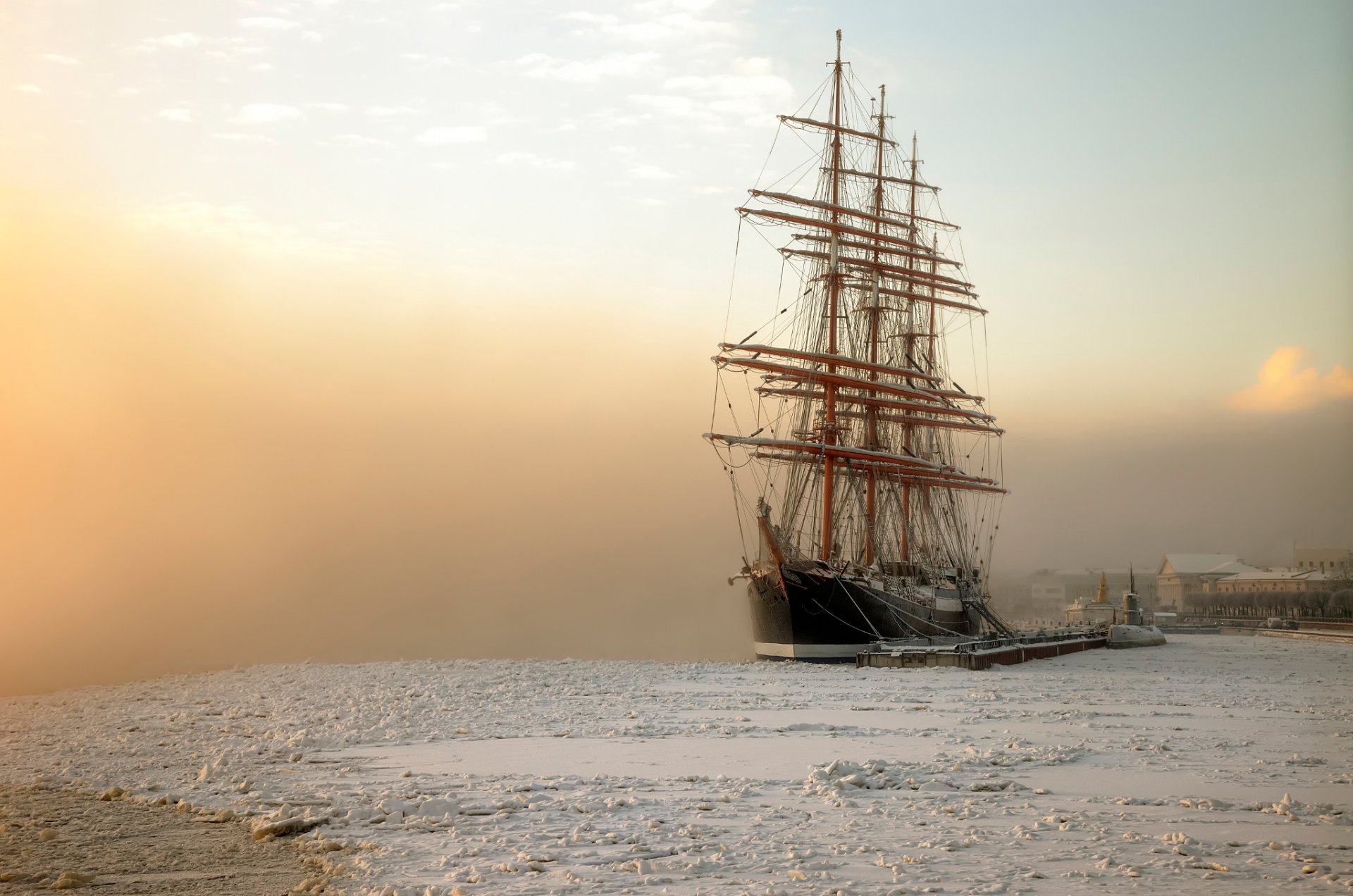 st. petersburg bark sedov januar frost