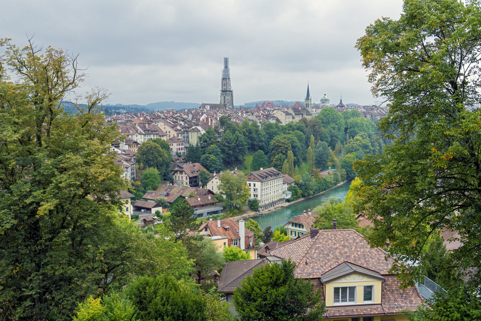 berne suisse panorama rivière bâtiments arbres