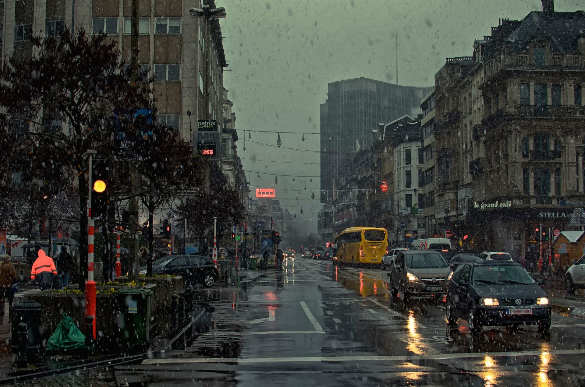 bruselas bélgica calle nieve