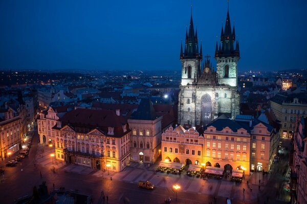 Castle in the Czech Republic night panorama