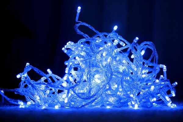 Guirlande de Noël, lumières bleues