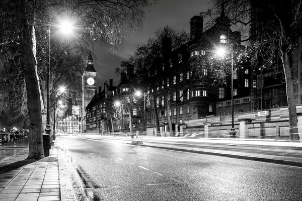 Czarno-białe zdjęcie Londynu z Big Benem