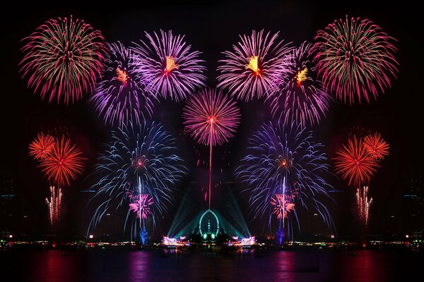 Fireworks colorful visible at night