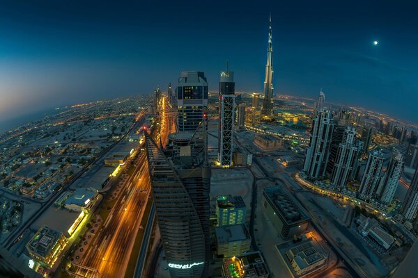 Night city. View from the top from the TV tower