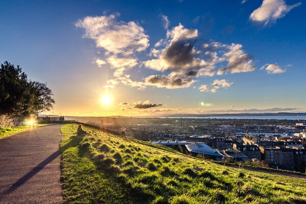 Sonnenuntergang Panorama in Edinburgh