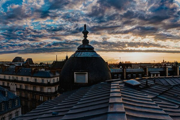 Parisian roofs under clouds