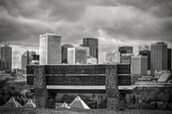 A lonely shop . black and white view of the city