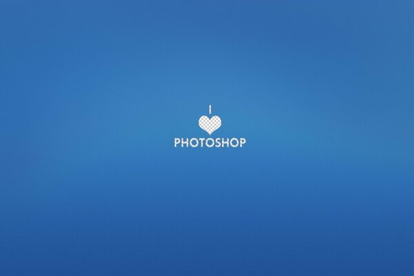 Logo blanc I love photoshop sur fond bleu