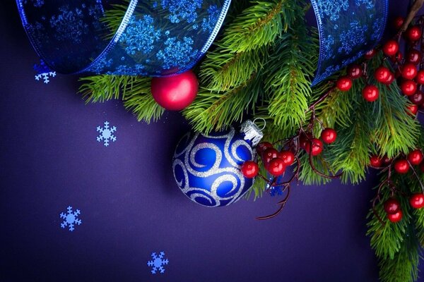 Décorations de Noël sur les branches d épinette