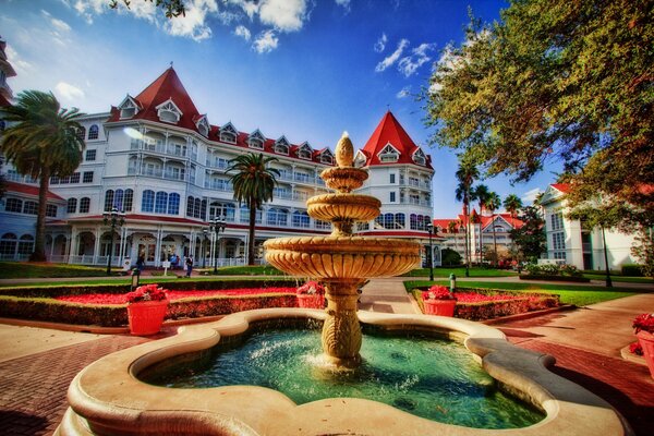 Le monde de Walt Disney peut être Windemere ou Disney Great Florida Resort encore Disneyland ainsi que la station et la fontaine