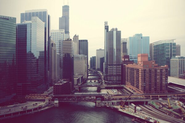 La ciudad de Chicago vista superior completa