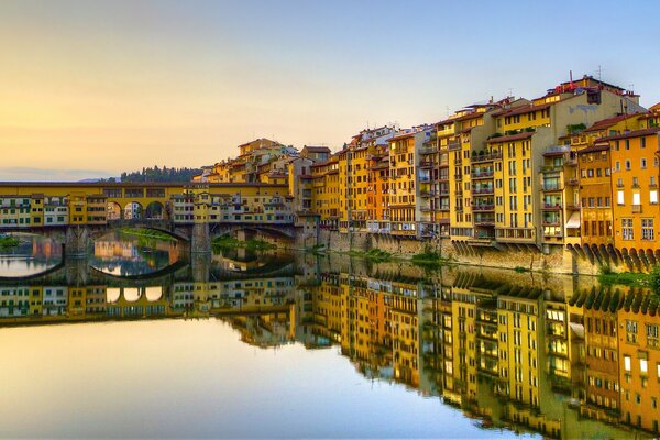 Arno River reflection of buildings