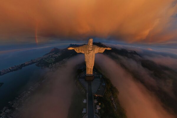 Statue of Christ in Rio de Janeiro in the fog