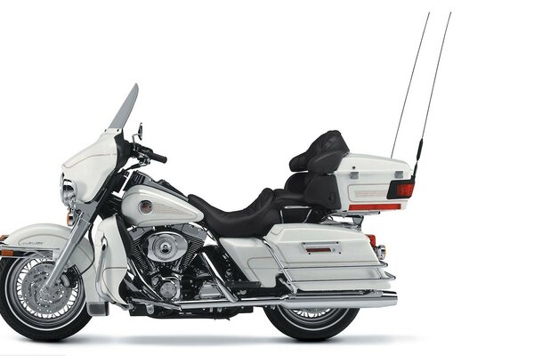 White two-seater harley davidson bike