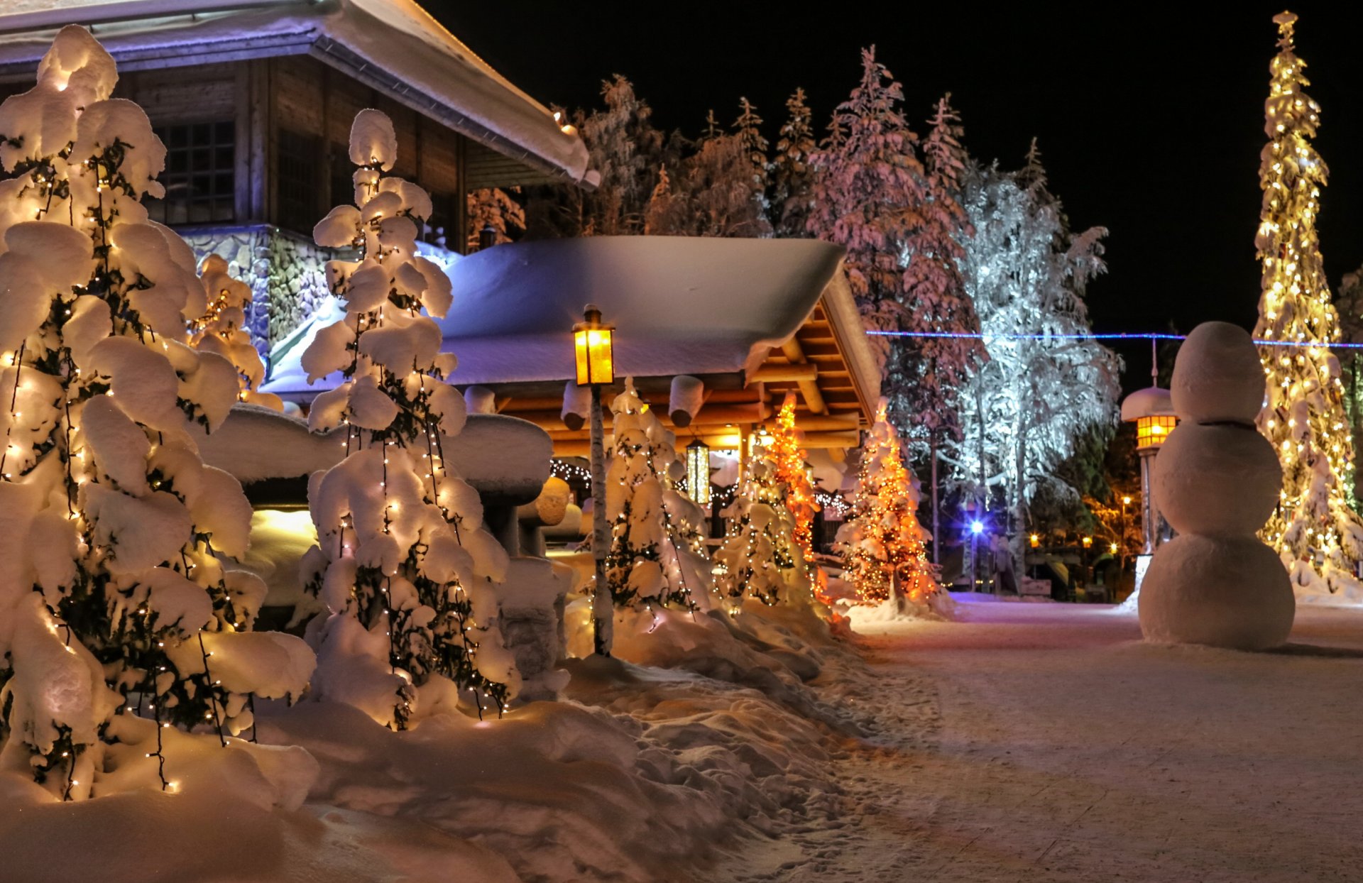 inverno finlandia lapponia neve abete rosso pupazzo di neve natura foto