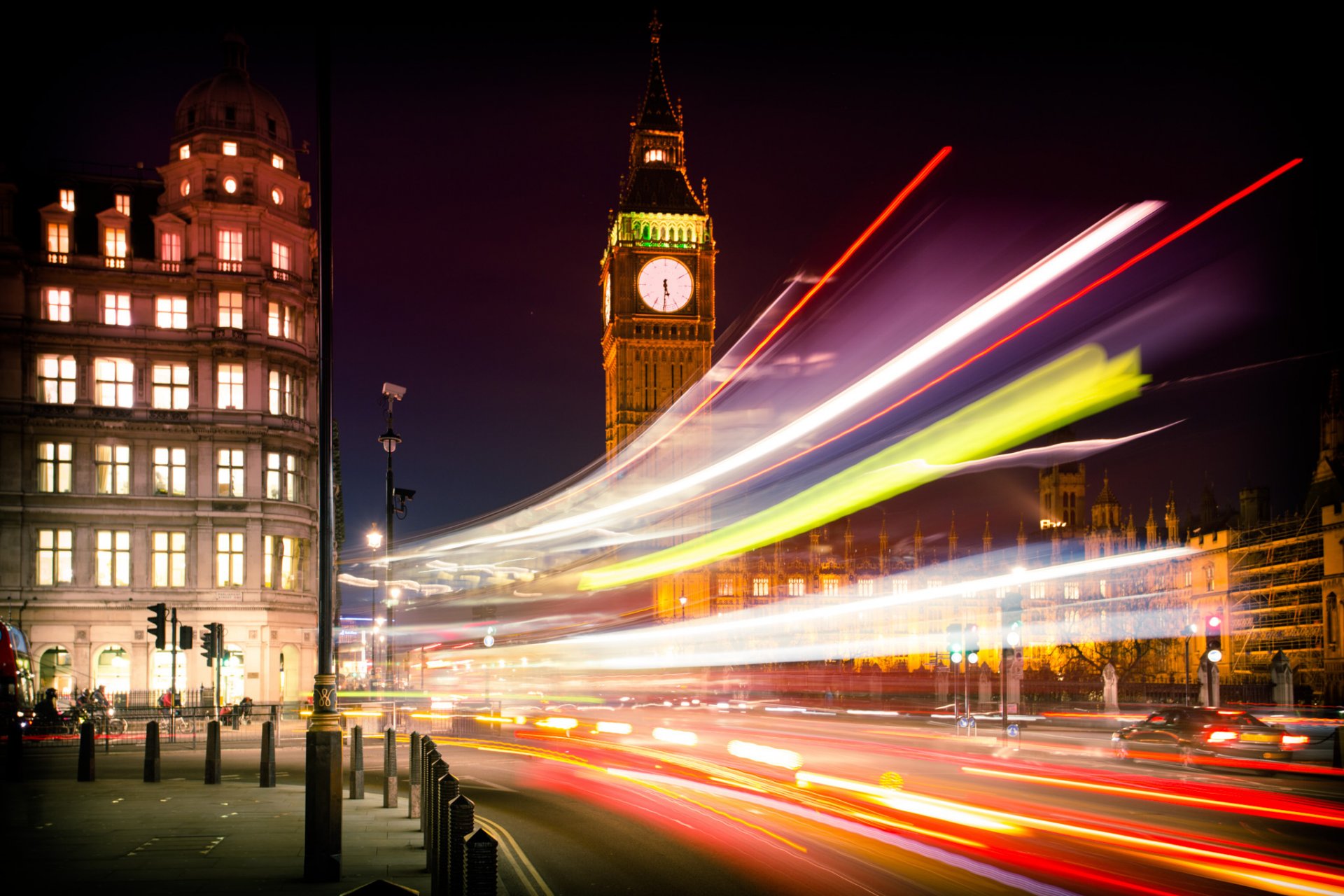 big ben big ben londres inglaterra reino unido arquitectura ciudad noche carretera coches exposición luces semáforos calles edificios iluminación