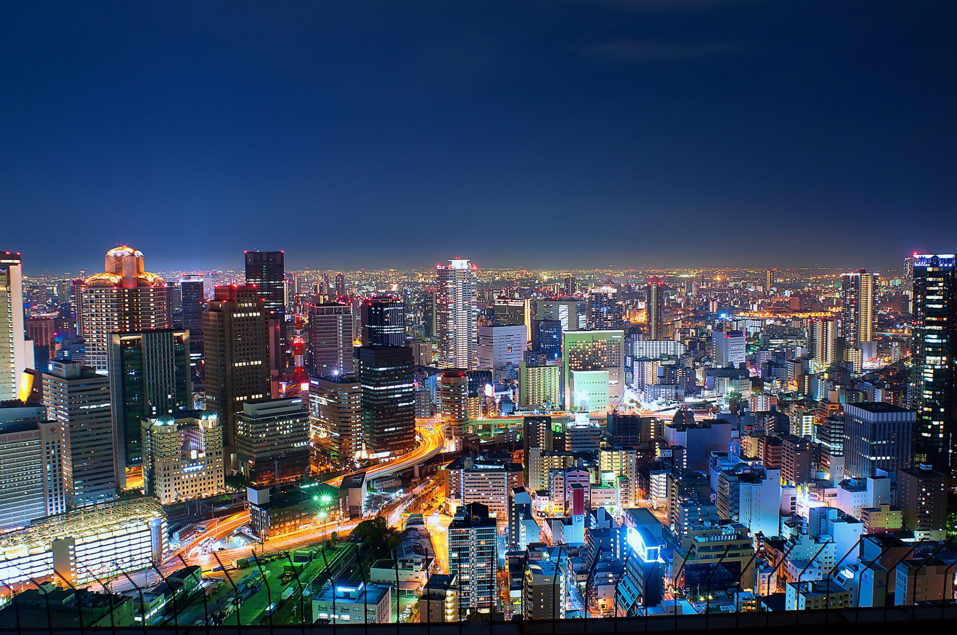 japón metrópolis osaka noche luces