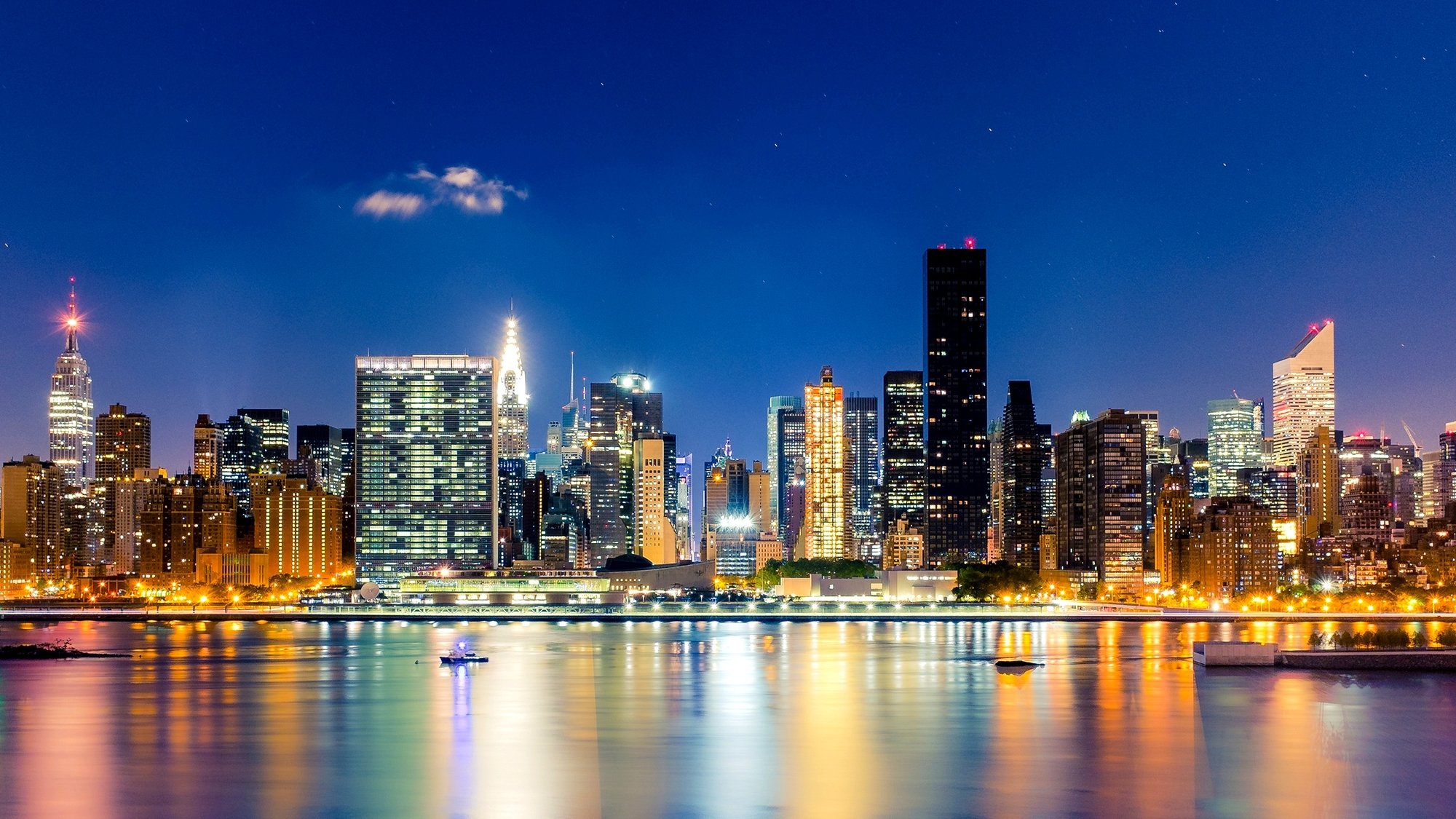 nueva york manhattan midtown estados unidos midtown ciudad noche cielo rascacielos edificios iluminación luces