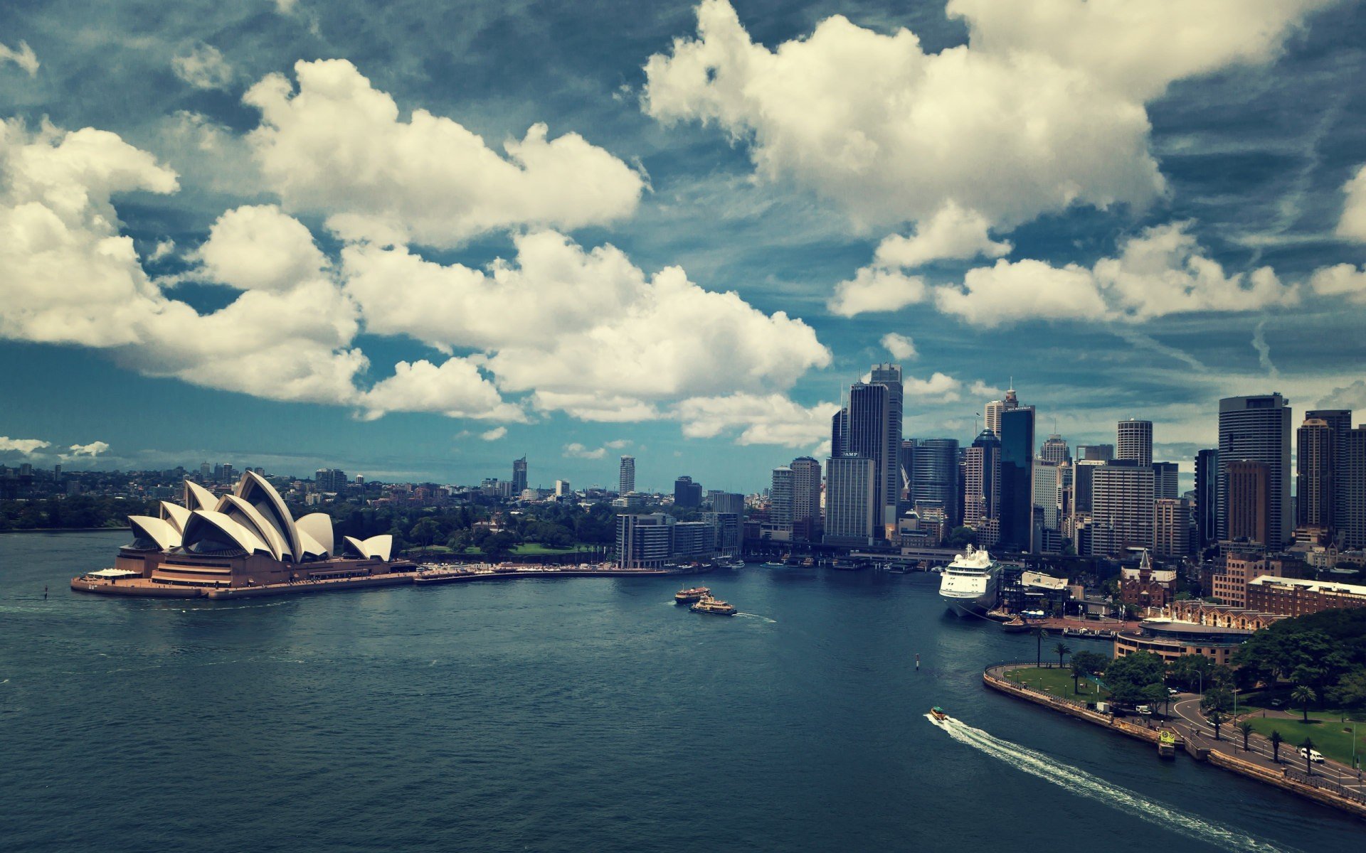 sydney ciudad mañana océano edificios cielo nubes