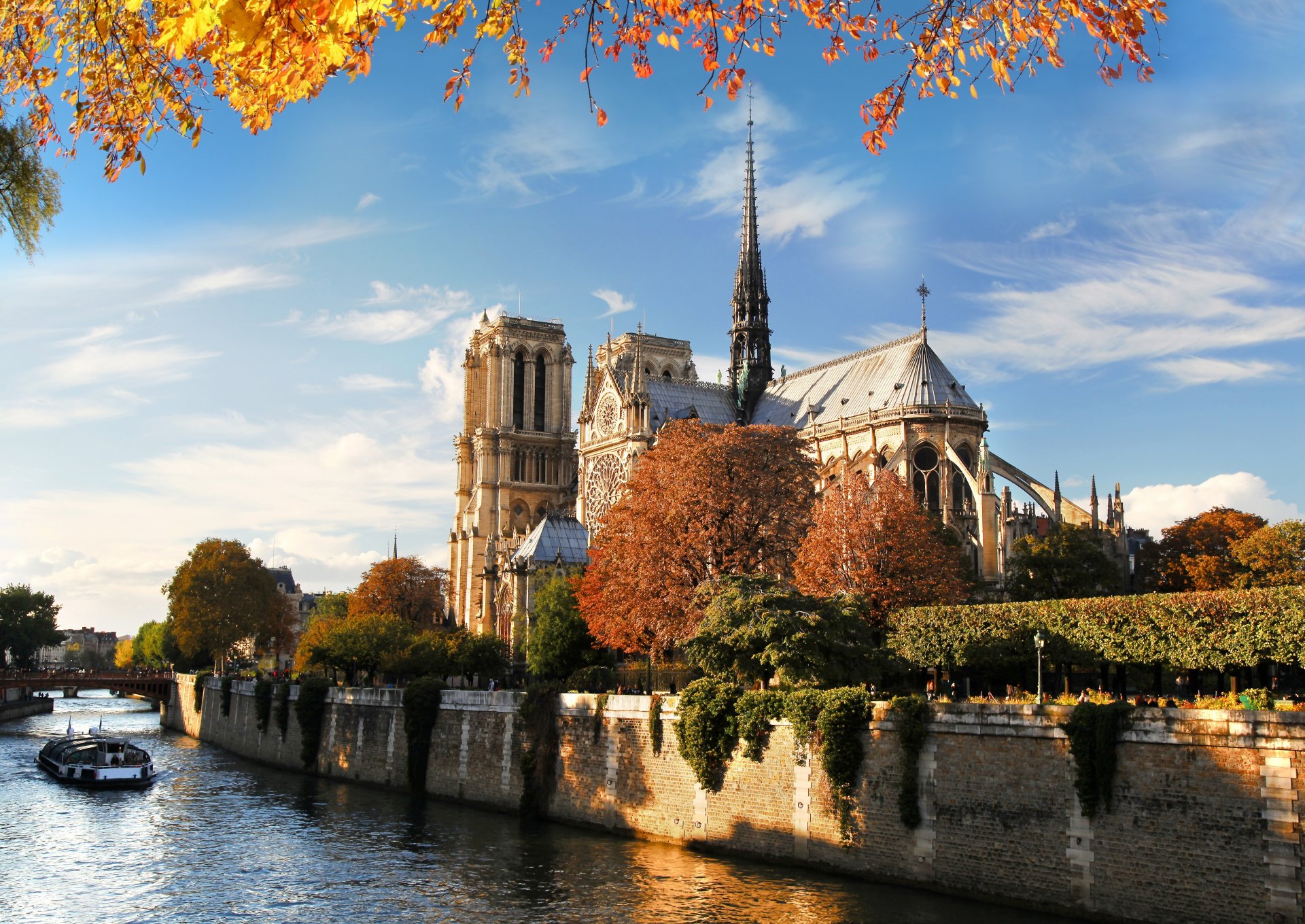 notre-dame de paris cathédrale notre-dame de paris notre-dame de paris france paris ville rivière seine pont architecture nature automne