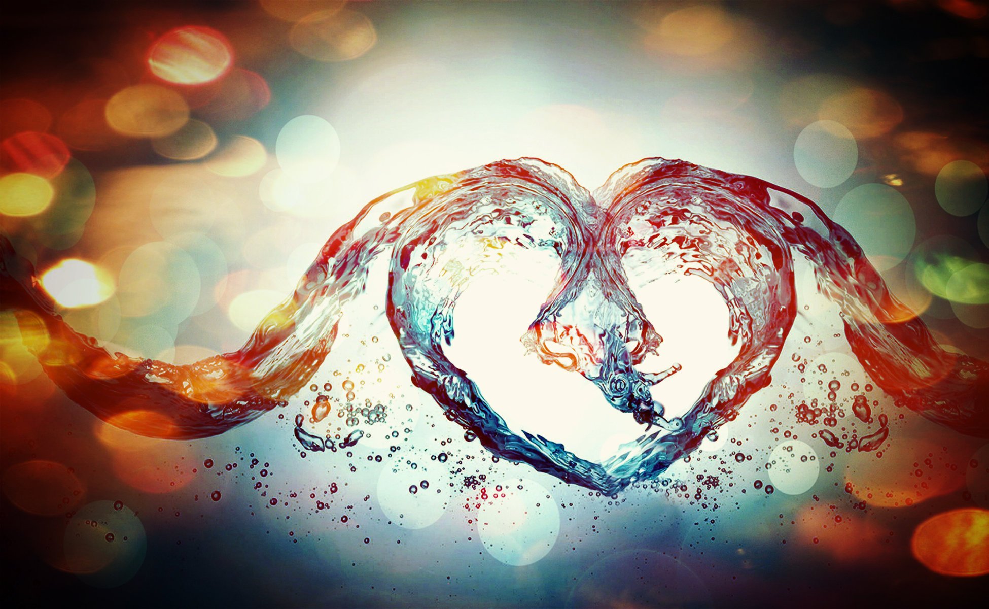 colourful abstract любовь effects heart water love blue