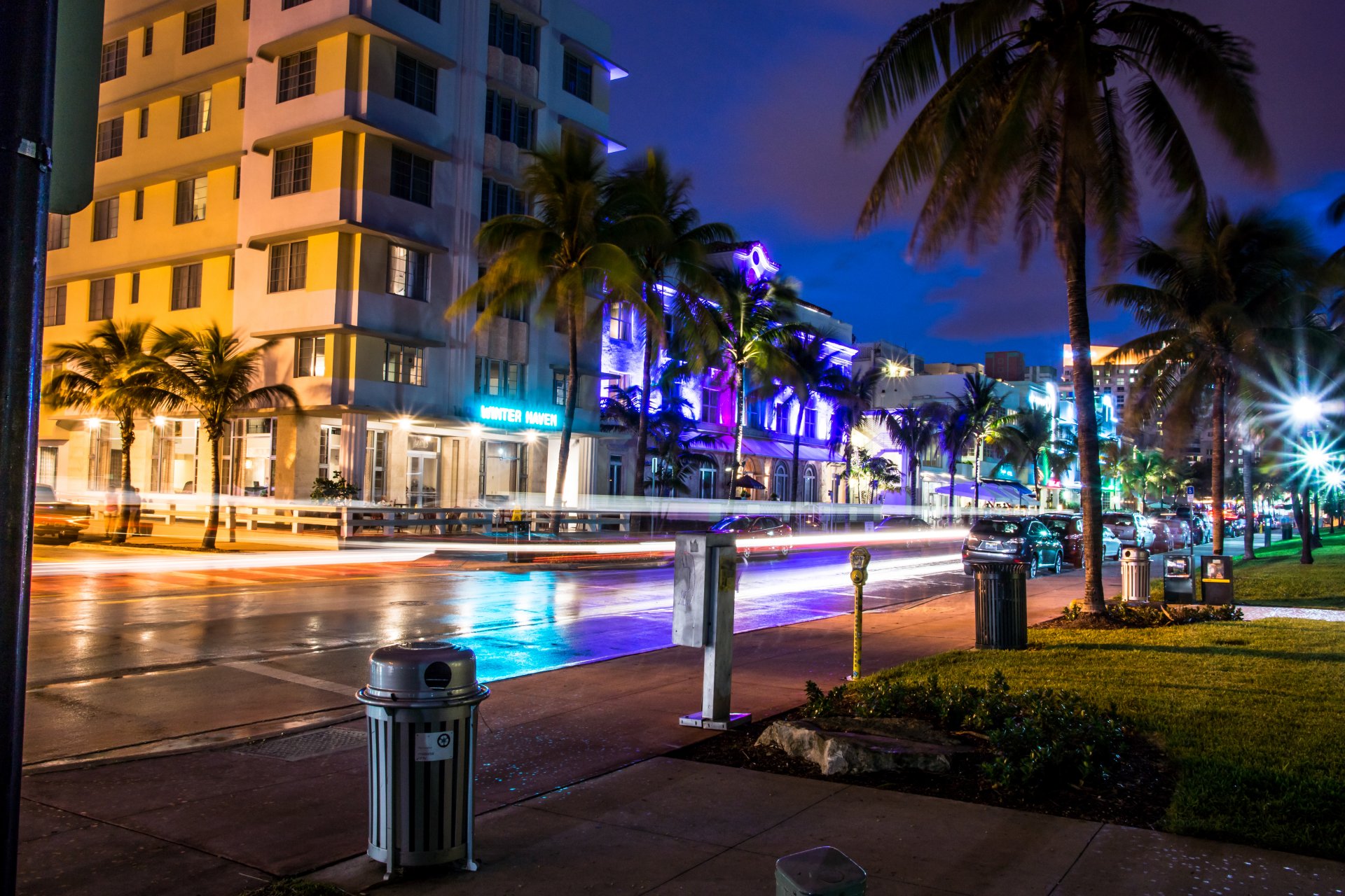 miami floride soirée lumières rue vice-ville