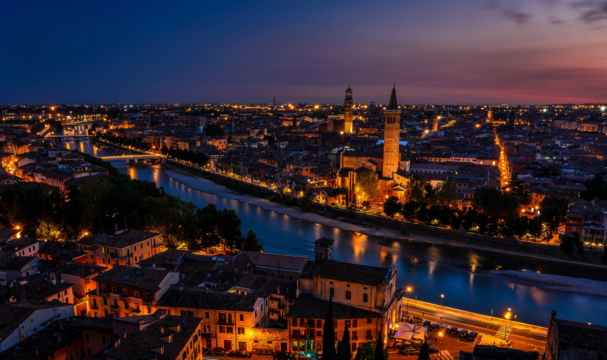 italy verona sunset twilight light