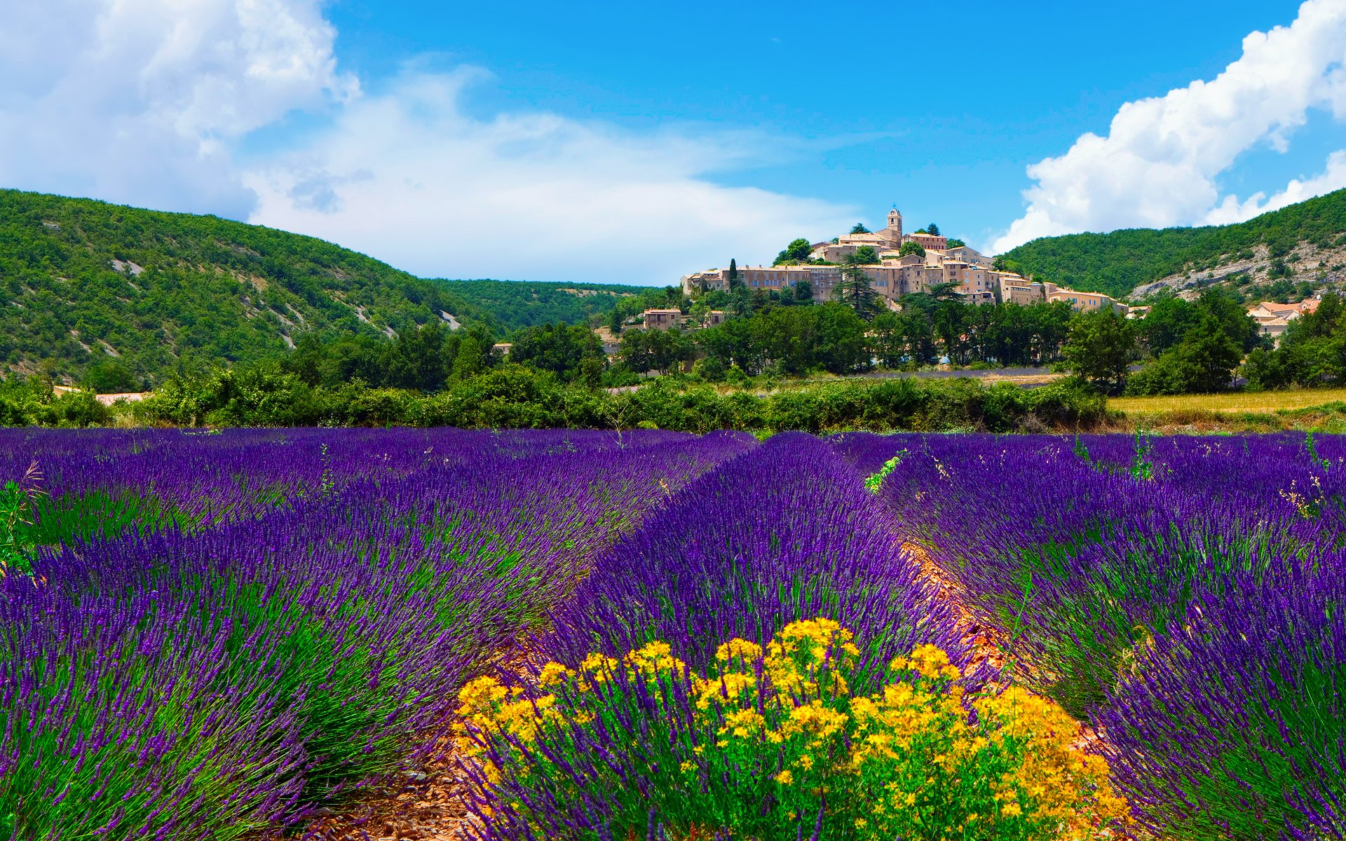 francia città comune banon provenza lavanda campi cielo nuvole roland gert