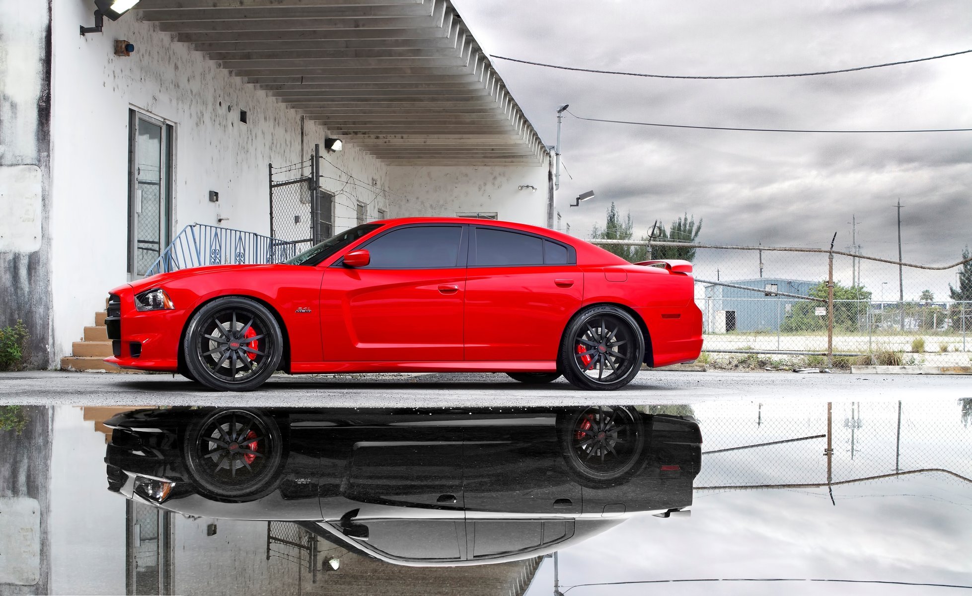 dodge puddle miami charger dodge charger srt8 sky red srt8 reflection