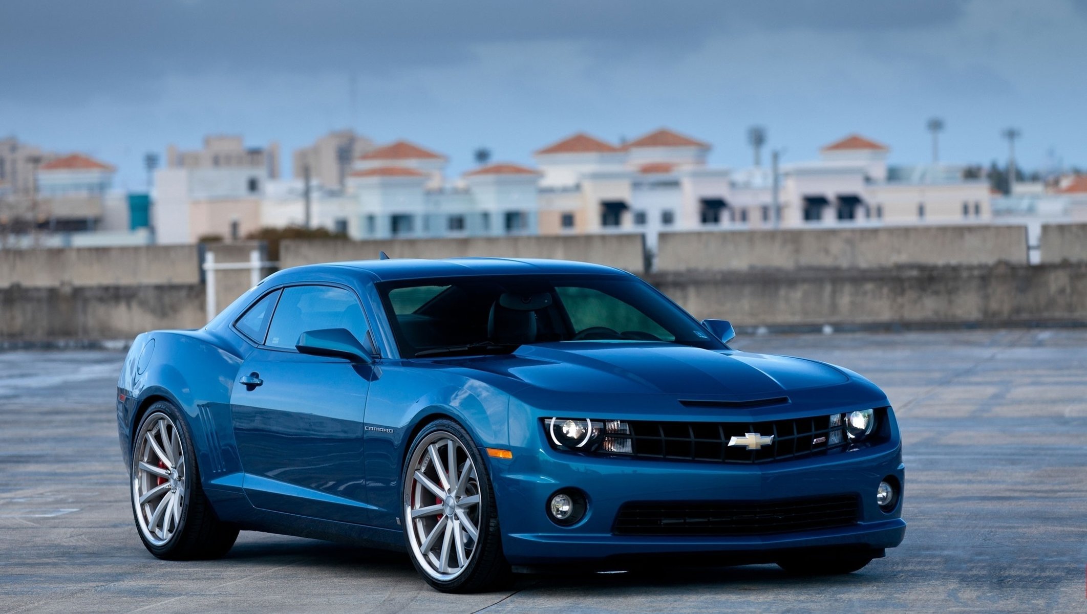 camaro ss the city buildings chevrolet blue