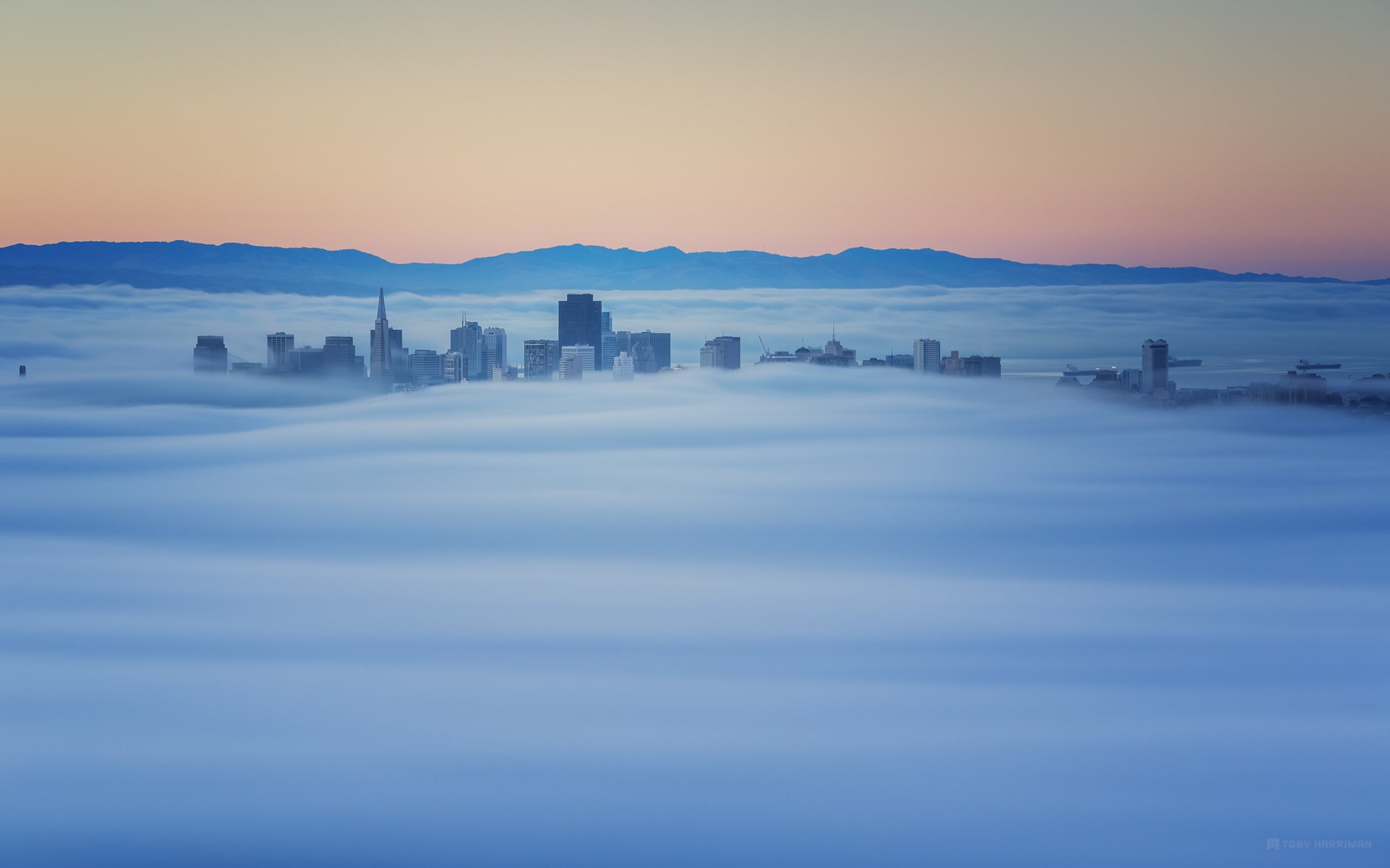 sausalito california nebbia mattina alba edifici cime