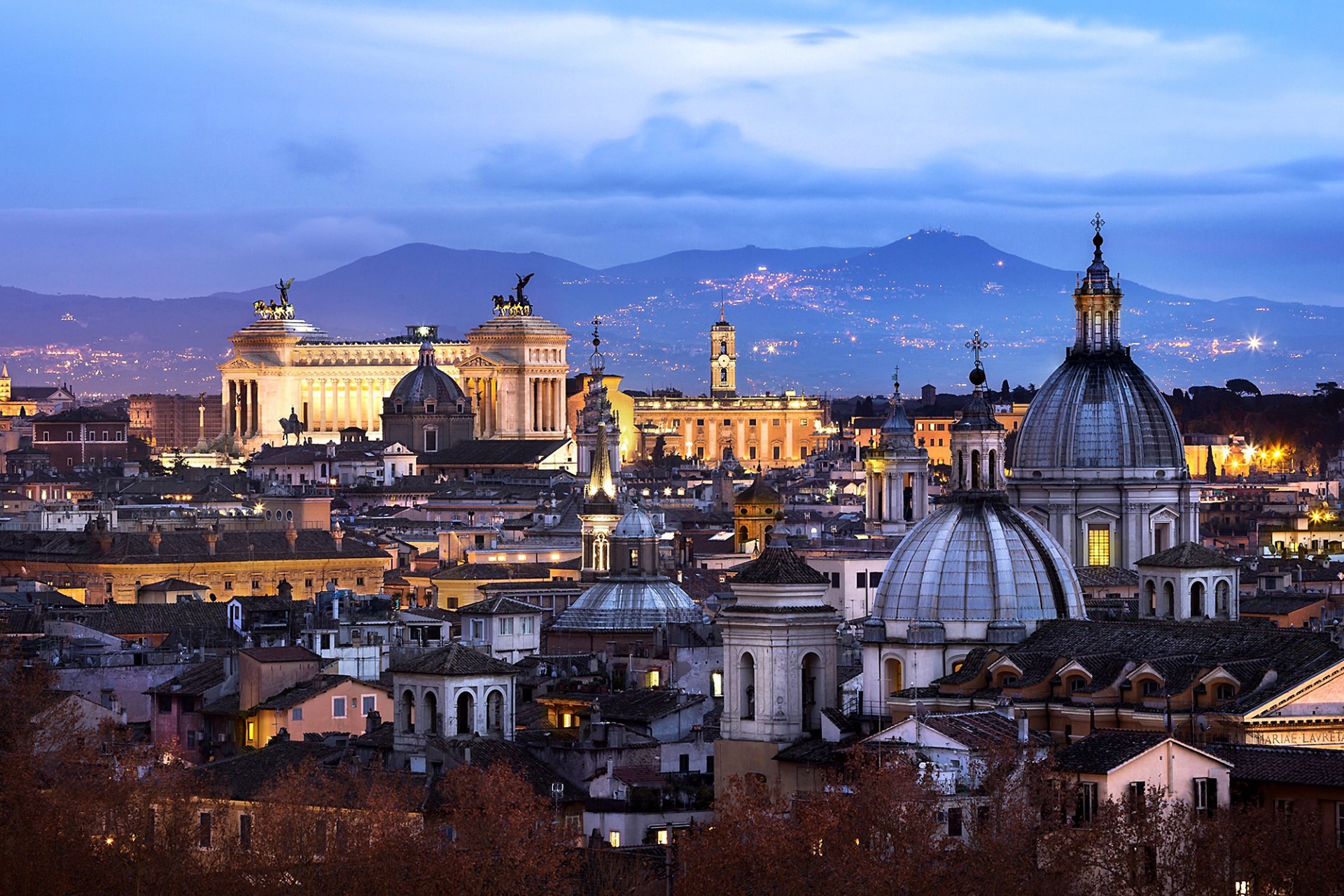 roma italia ciudad del vaticano arquitectura ciudad panorama noche cielo casas edificios luces