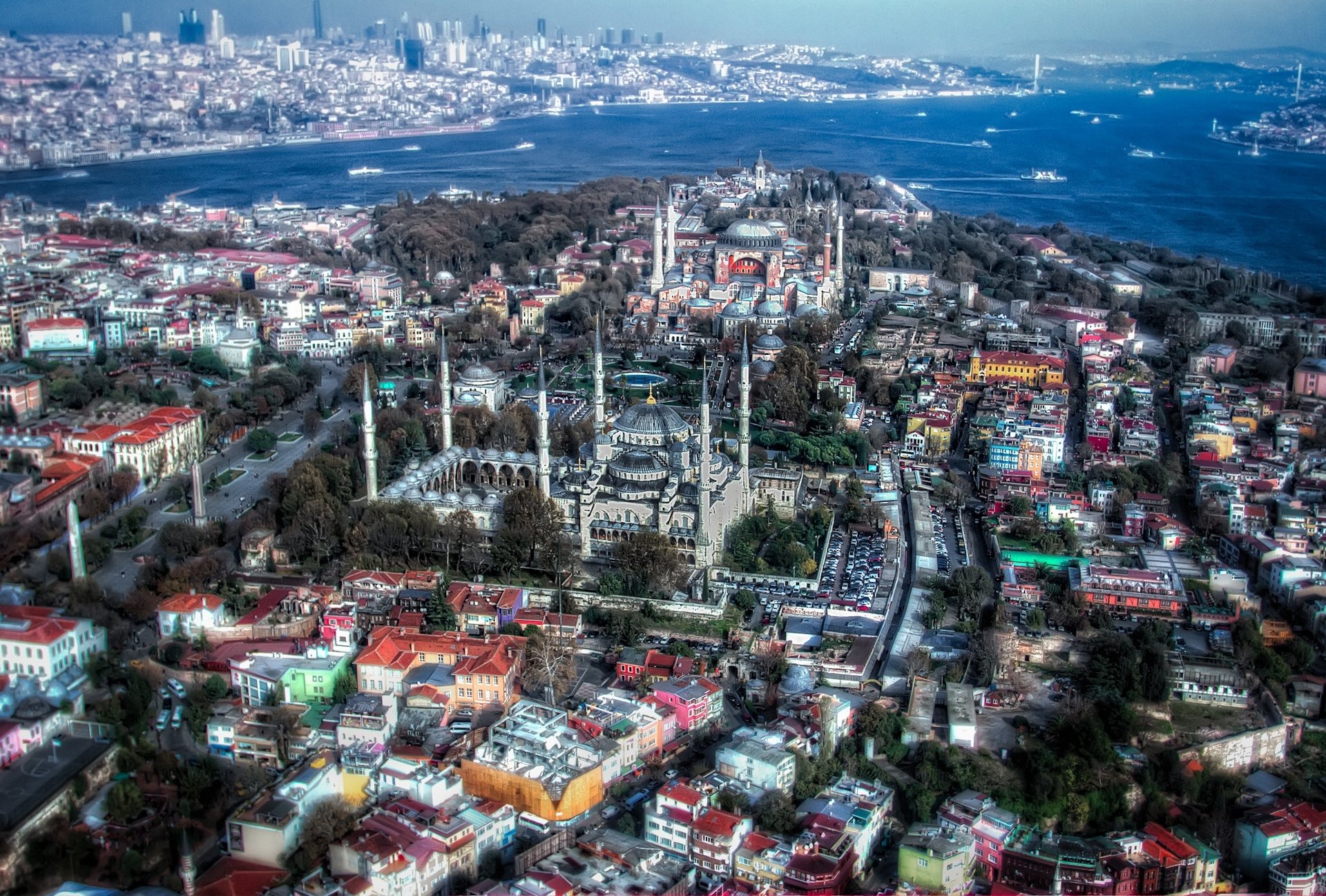 istanbul türkei blaue moschee sultanahmet-moschee panorama hdr