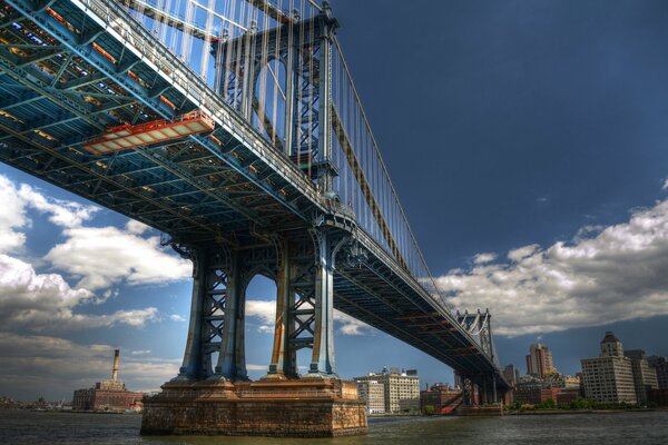 Манхэттенский мост в Нью- Йорке, вид снизу