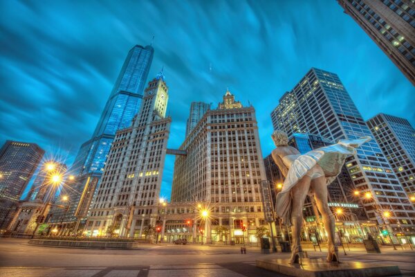The City of Chicago with a statue of Marilyn Monroe