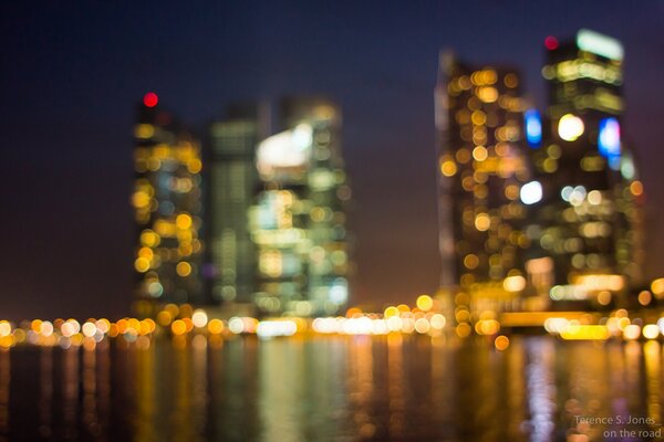 Luci luminose della Notte Di Singapore