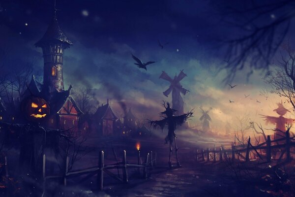 Photo du moulin effrayant pour Halloween