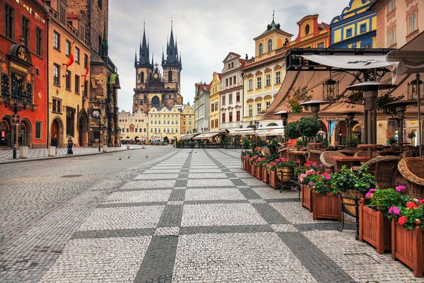 Deserted Old Town Square in the Czech Republic