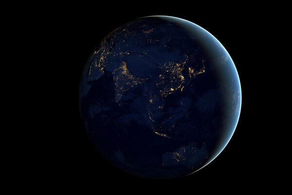 Pianeta Terra dallo spazio di notte