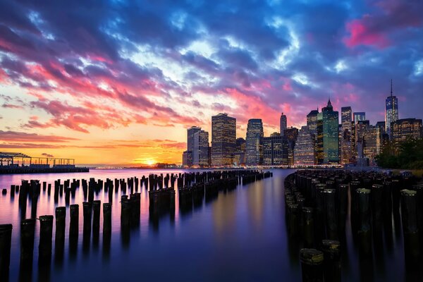 Coucher de soleil du soir à New York