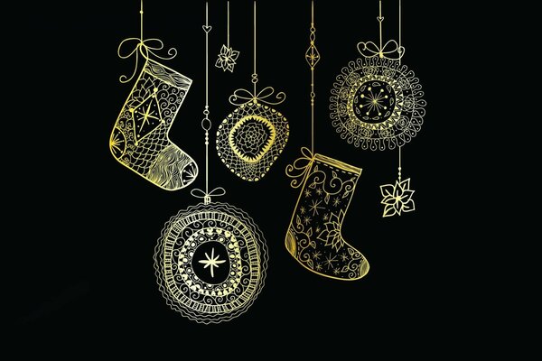 Socks for gifts and jewelry with patterns on a black background