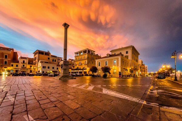 Sunset in Italy. Evening twilight