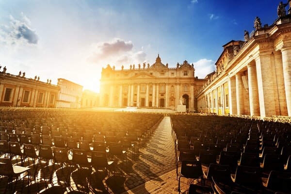 St. Peter s Square illuminated by the sun